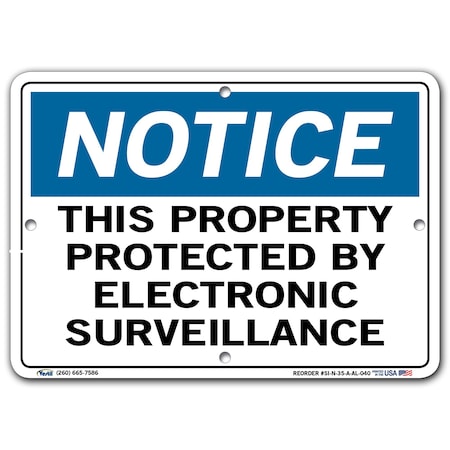Vestil Aluminum Sign, 7-1/2" Height, 10-1/2" Width, Aluminum, Rectangle, English SI-N-35-A-AL-040